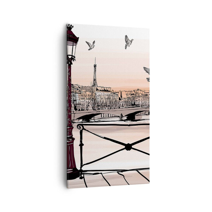 Bilder auf Leinwand frankreich Taube Grafiken Illustration Leinwandbild mit Rahmen 45x80cm Wandbilde