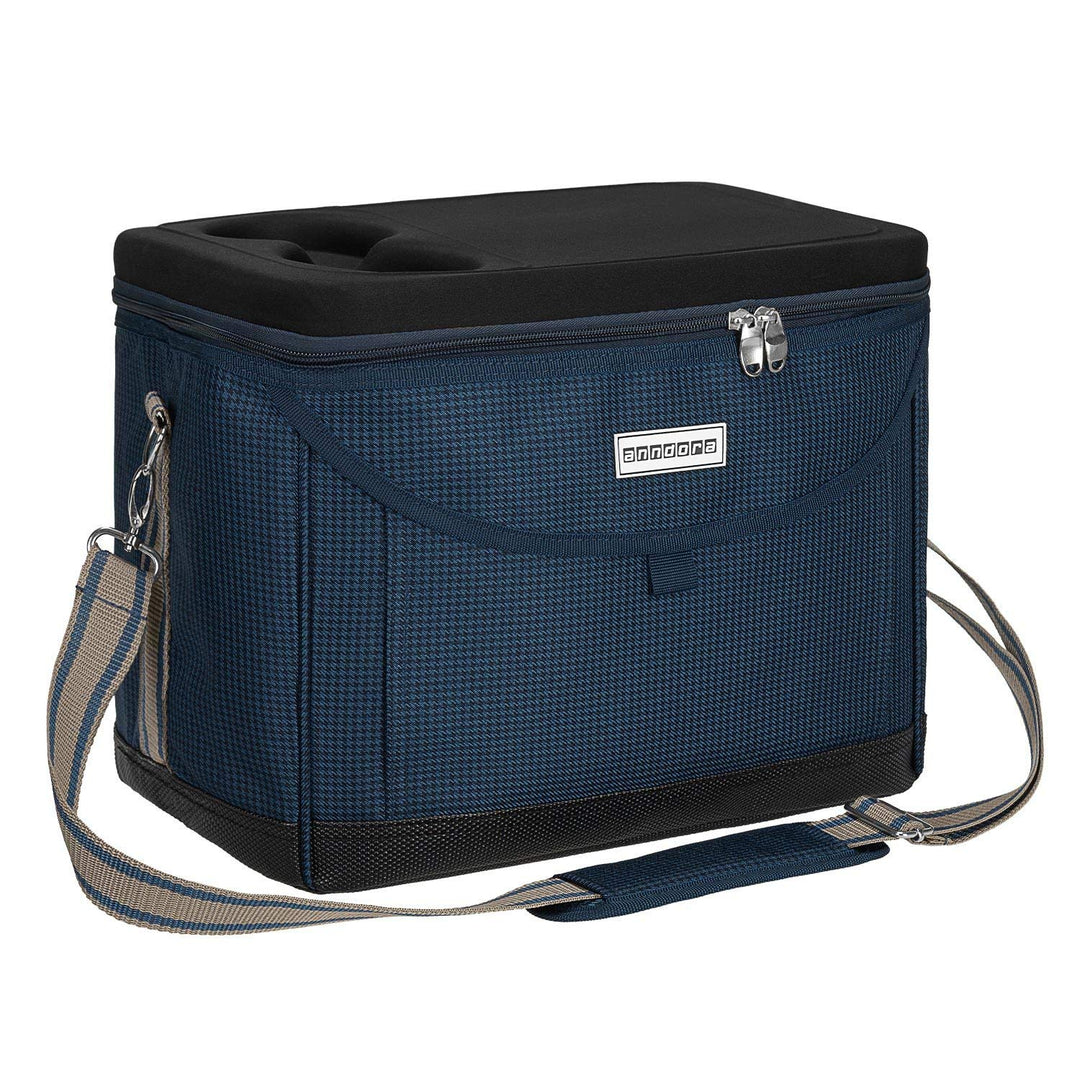 anndora Kühltasche 22 L Picknick Kühlbox 35 x 24 x 27 cm - Farbauswahl, Blau Hahnentritt
