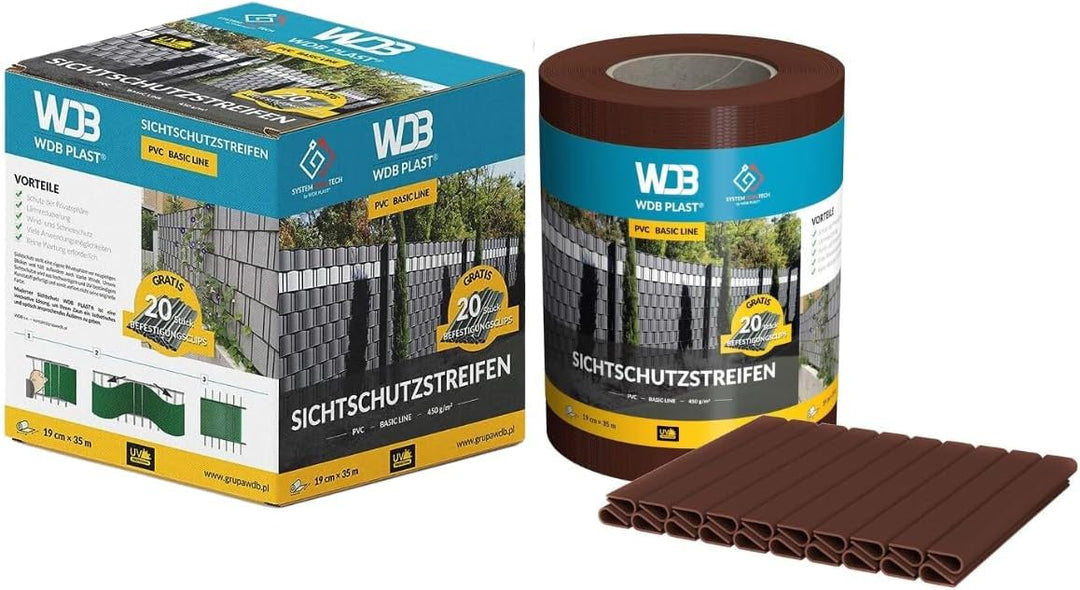 WDB Basic Line PVC Sichtschutzstreifen für Doppelstabmatten - PVC Sichtschutz für Gartenzaun & Doppe