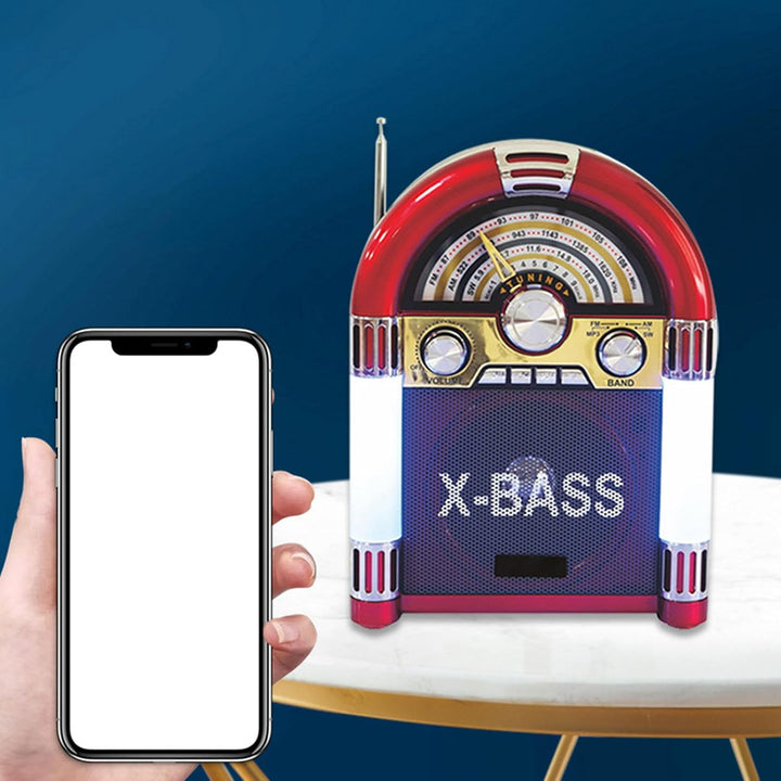 AM FM Vintage-Radio, Tragbares Retro-Kurzwellenradio mit Bluetooth-Lautsprecher, Wiederaufladbare Re