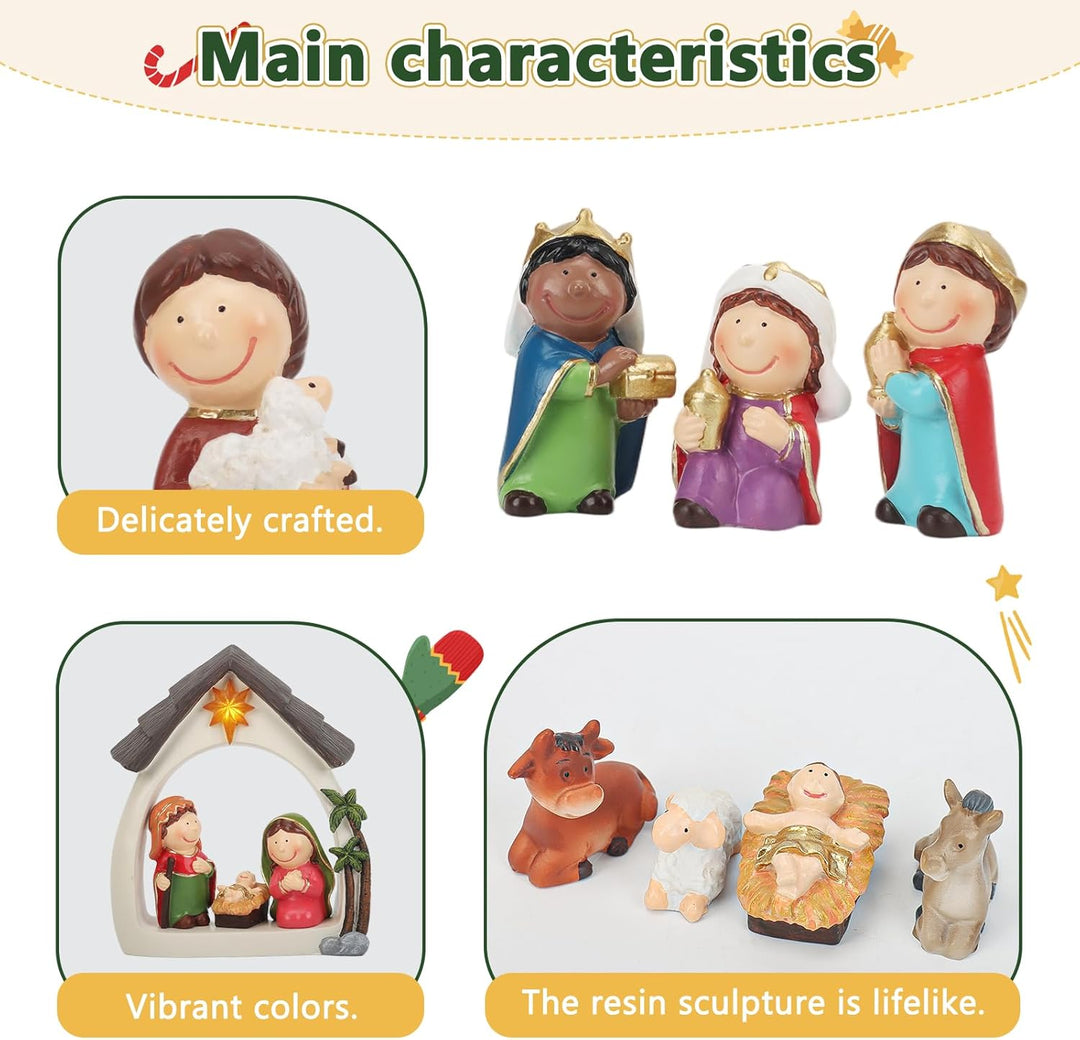 Weihnachtskrippe,Krippenfiguren Set für Oster,Oster-Auferstehungsszene-Set,Ostergeschenke Osterdekor