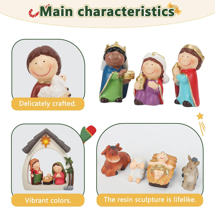 Weihnachtskrippe,Krippenfiguren Set für Oster,Oster-Auferstehungsszene-Set,Ostergeschenke Osterdekor
