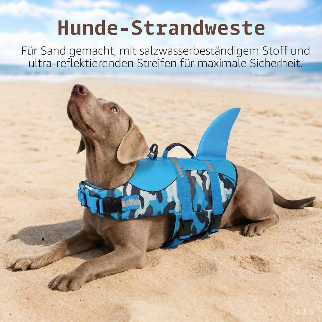 CITÉTOILE Schwimmweste Hunde Hai, Leicht und Sicher für Wassersport, hundeschwimmweste mit Griff und