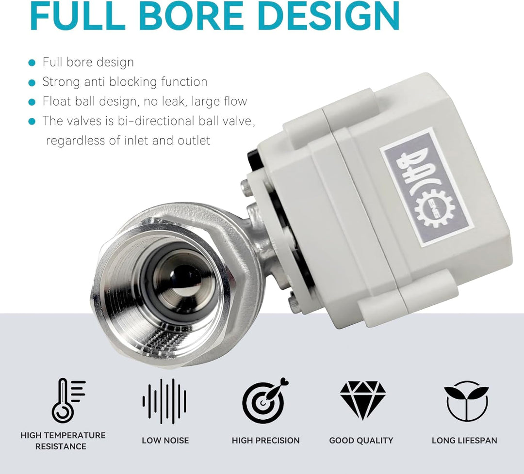 BACOENG AC110/230V 2 Wege 3/4" Edelstahl Motorkugelhahn Elektrische Zonenventil mit Stecker NC 3/4"