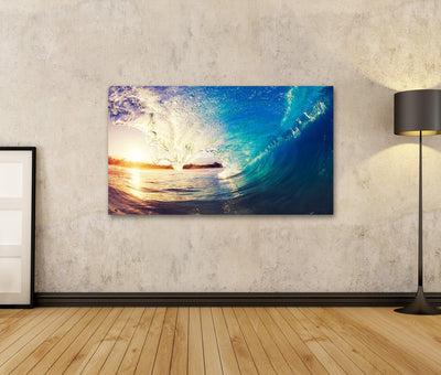 islandburner Bild Bilder auf Leinwand tolle Welle zum Surfen in der Sonne Poster, Leinwandbild, Wand