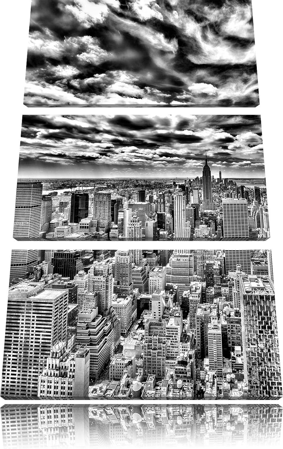 Pixxprint Monocrome, New York Skyline 3-Teiler Leinwandbild 120x80 Bild auf Leinwand