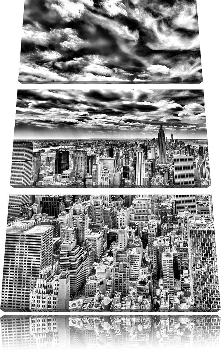 Pixxprint Monocrome, New York Skyline 3-Teiler Leinwandbild 120x80 Bild auf Leinwand