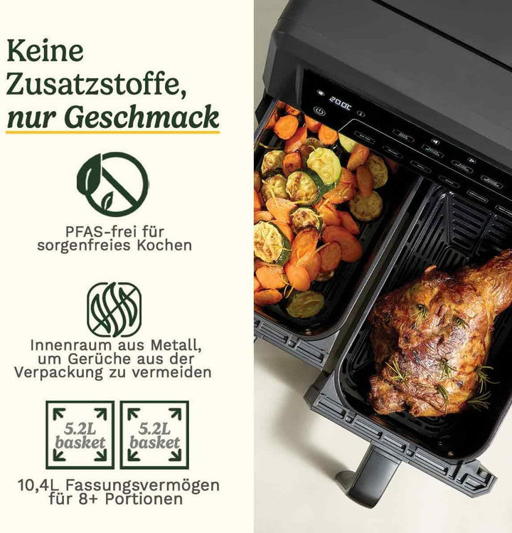 Cuisinart XXL Air Fryer, ohne PFAS, Kochen ohne Chemikalien, Airfryer, Braten, Grillen, Gebäck, Dehy
