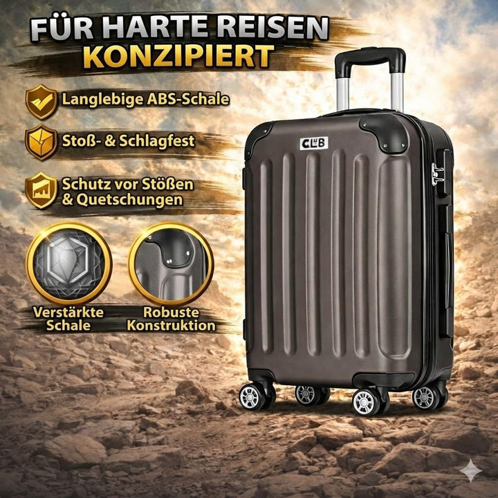 POSH Koffer mittelgross aus ABS - Leichter Hartschalen Trolley 65x45x25 cm - Reisekoffer 62L mit Zah