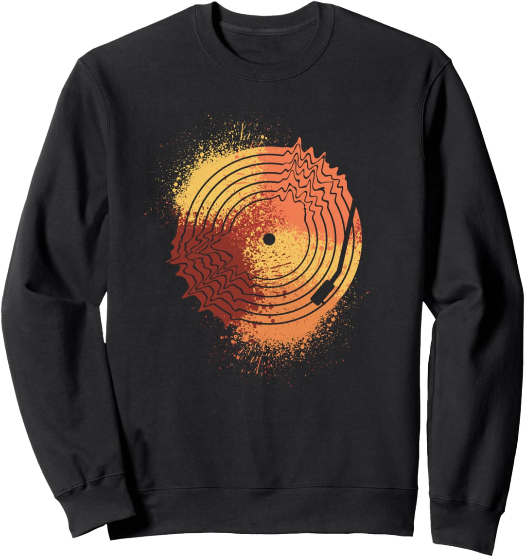 Vinyl Junkie Geschenk - Retro Schallplatte DJ Sweatshirt