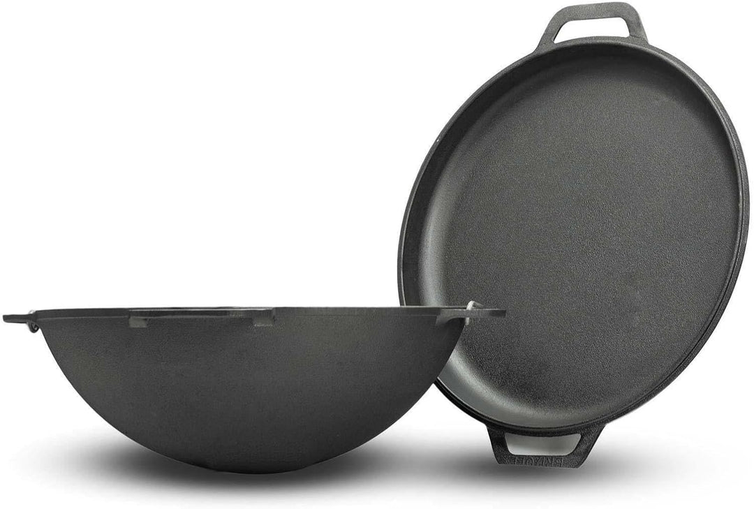 Ø36 Uchag 2mm stahl Utschak Utschag Campingofen 10L Gusseisen Kazan mit Gusseisen Deckel-Bratpfanne