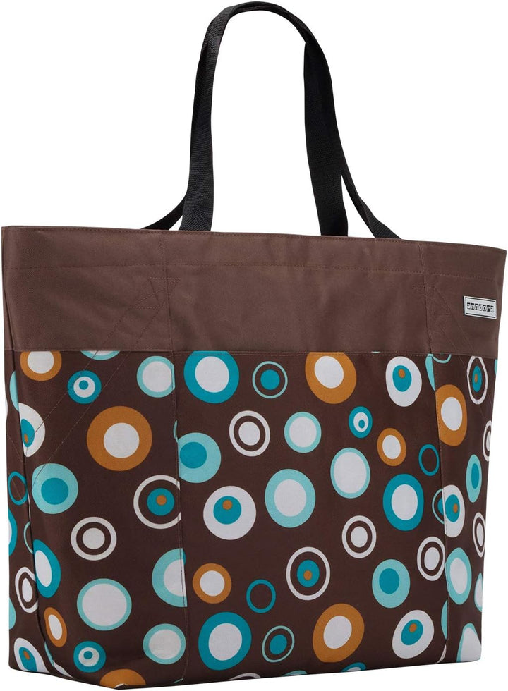 anndora XXL Shopper braun hellblau - Strandtasche Schultertasche Einkaufstasche, Braun Hellblau