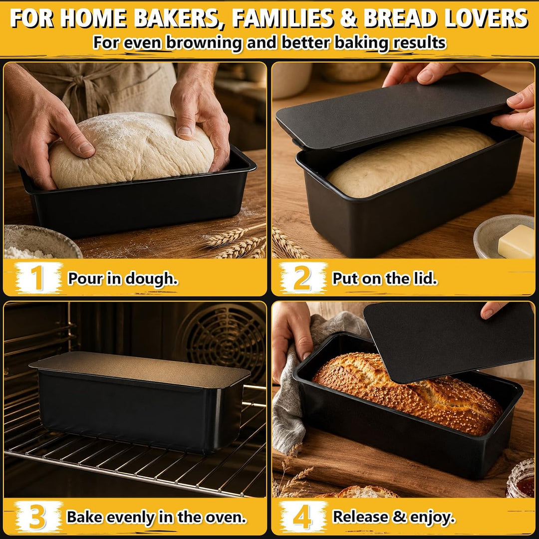 GFTIME Brotbackform mit Deckel 32 cm – Extra Hohe Kastenform für Toastbrot, Brotbackform aus Karbons