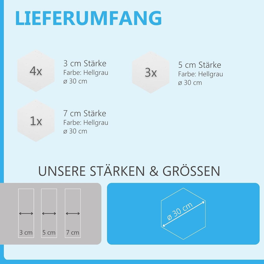 platino24 Schallabsorber aus Basotec G+ I 3D Wand-Paneele I 8 Waben aus Basotec G+ I Akustikplatten