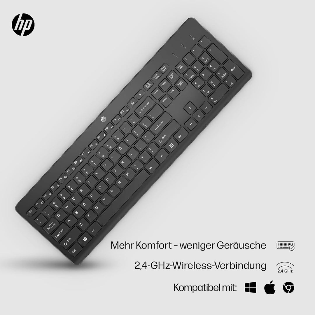 HP 230 (‎3L1E7AA) kabellose Tastatur (USB Dongle, QWERTZ-Layout) schwarz, kabellose Tastatur