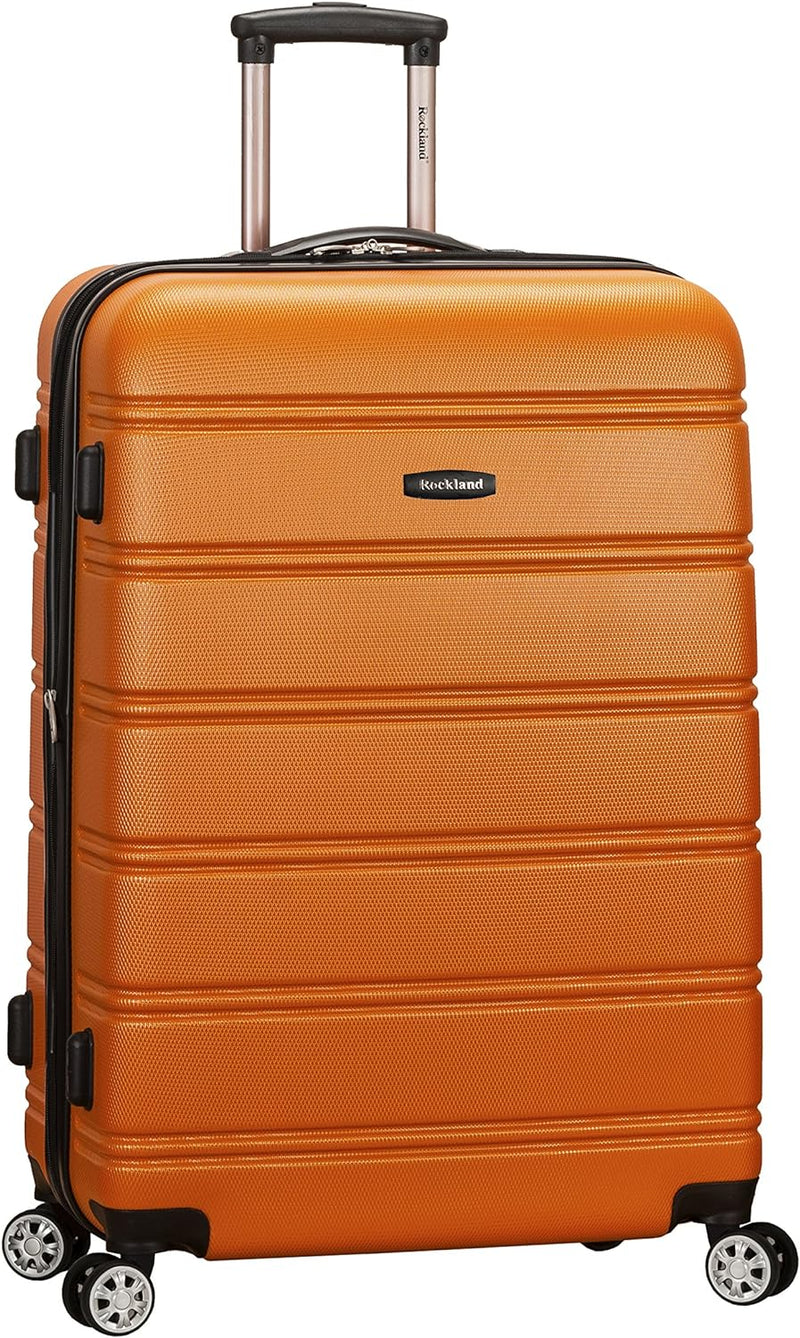 Rockland Melbourne Hardside Erweiterbares Spinner-Rad Gepäck, Orange/Abendrot im Zickzackmuster (Sun