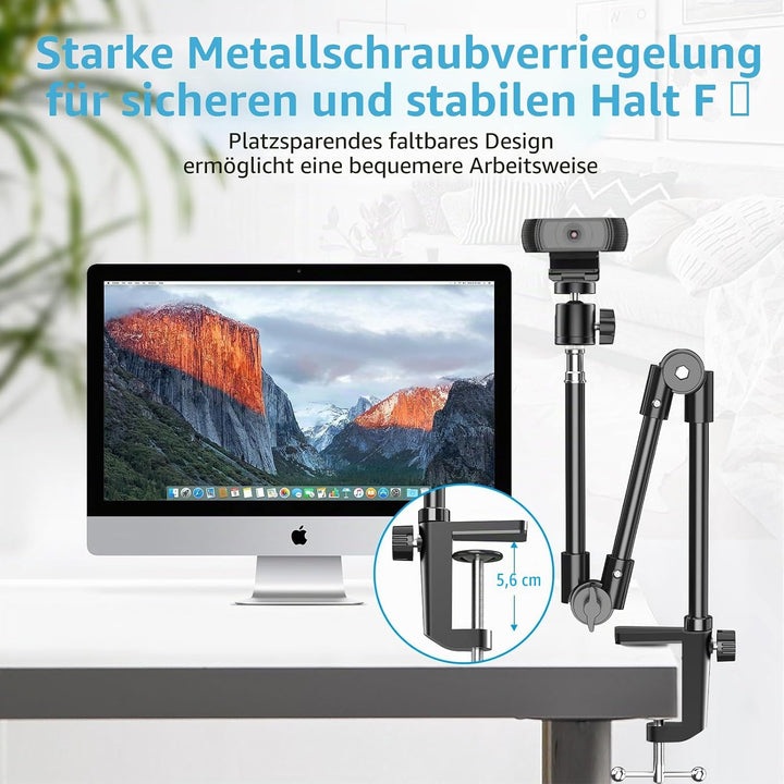 KDD Webcam Halterung mit Magic Arm Handyhalter, 22" Kamera Halterung Tisch & Tischstativ Kamera für