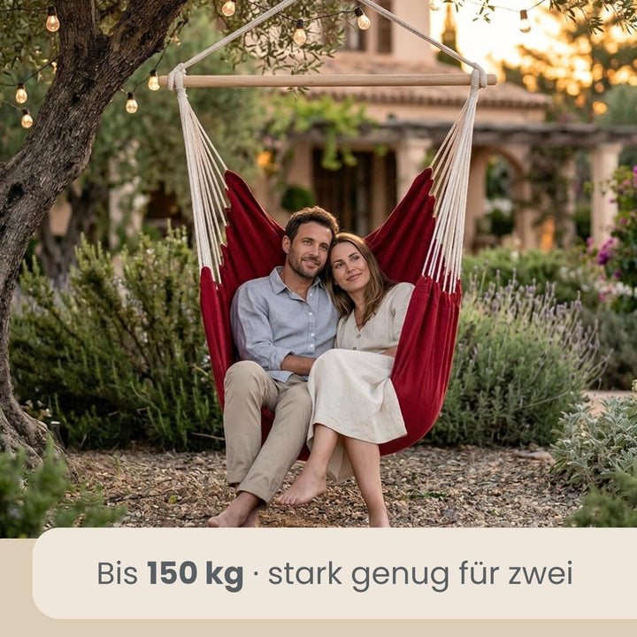 AMANKA XXL Hängesessel 185x130cm für Garten, Balkon & Terrasse - Schwebesessel Belastbar bis 150kg -