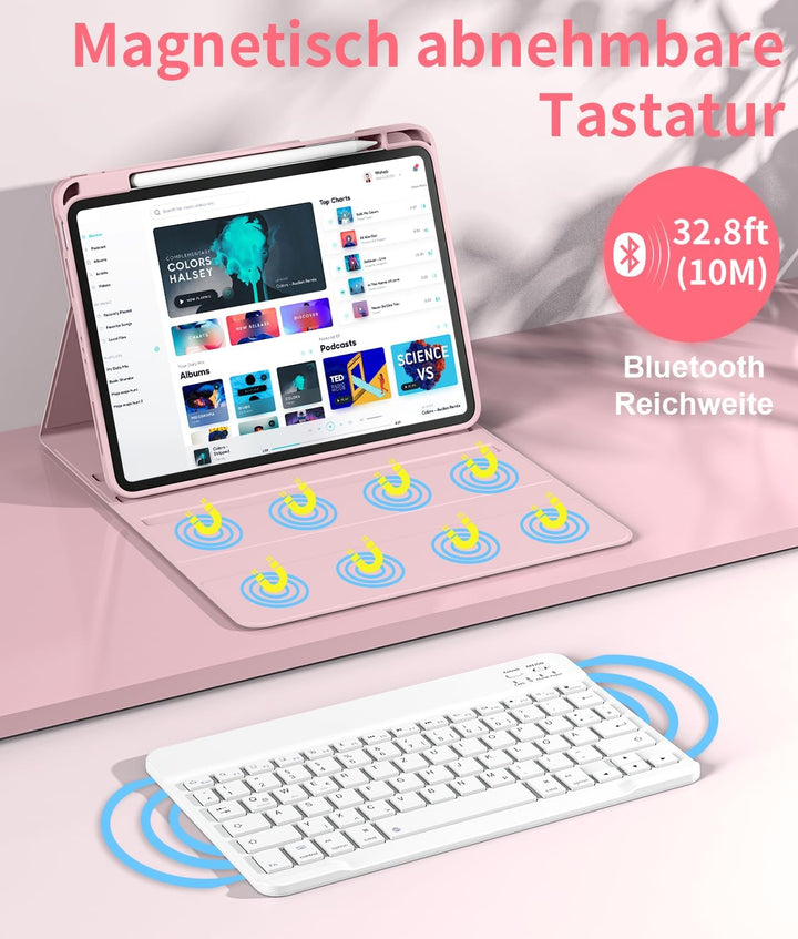 Hülle mit Tastatur für iPad A16 11/10 Generation (2025/2022 | 11/10.9 Inch Bluetooth Magnetische Tas
