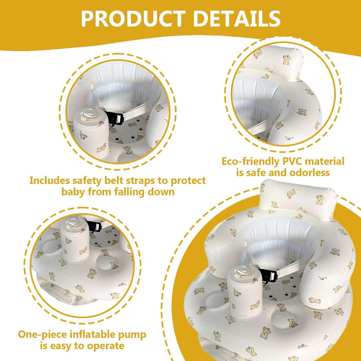 Aufblasbarer Baby-Sitz für Babys ab 3 Monaten, Baby Seat, Baby Sitzhilfe mit Gurtzeug Baby Sofasitz
