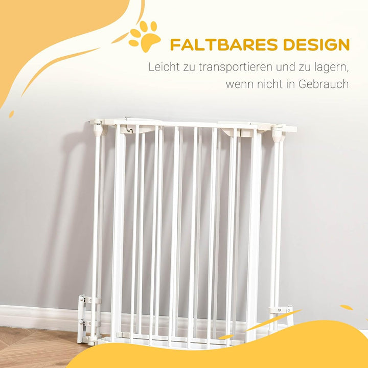 PawHut Türschutzgitter Freistehendes Schutzgitter 180 x 74,5 cm Weiss