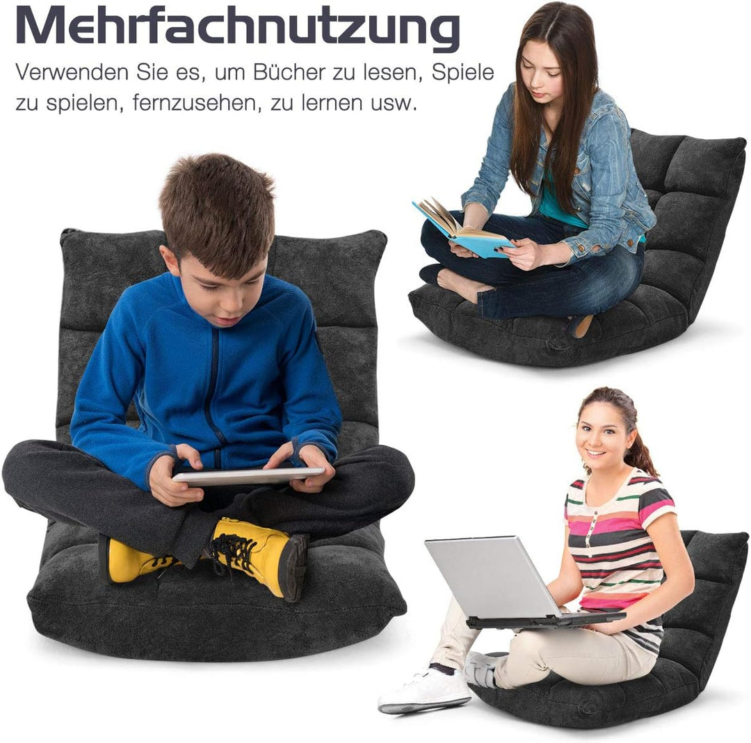 GOPLUS Bodenstuhl, Bodensofa mit Rückenlehne, Bodensessel mit Schlaffunktion, Floor Chair, Lazy Sofa