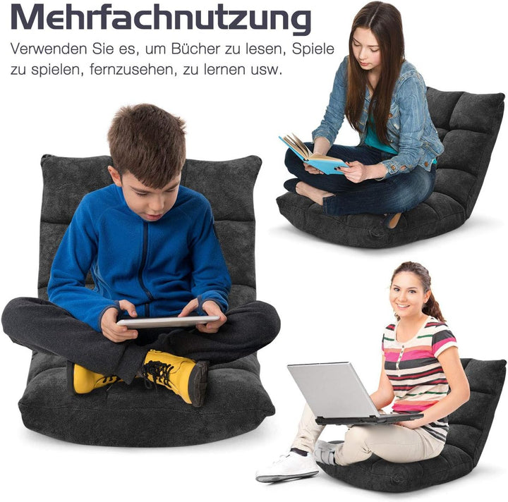 GOPLUS Bodenstuhl, Bodensofa mit Rückenlehne, Bodensessel mit Schlaffunktion, Floor Chair, Lazy Sofa