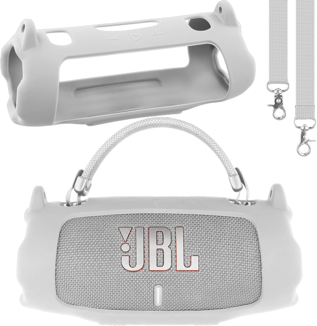 Khanka für JBL Charge 6 Silikon-Schutzhülle mit abnehmbarem Schultergurt & Utility-Haken, Flexible w