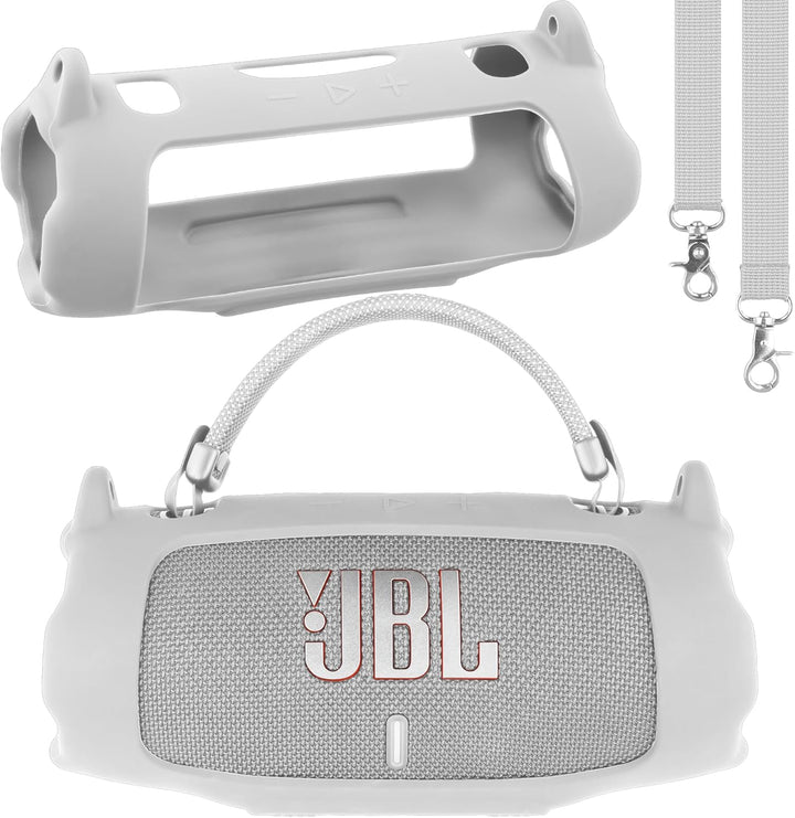 Khanka für JBL Charge 6 Silikon-Schutzhülle mit abnehmbarem Schultergurt & Utility-Haken, Flexible w