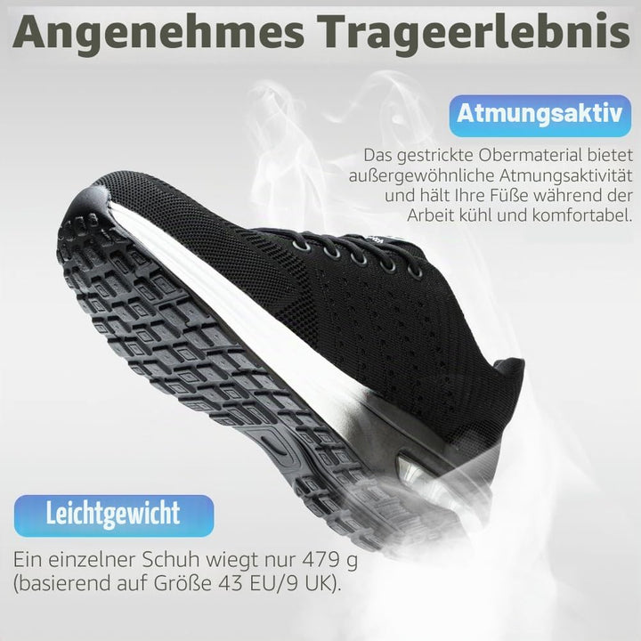 Nasogetch Sicherheitsschuhe Damen Herren Stahlkappenschuhe Arbeitsschuhe Sportlich Atmungsaktiv 38 E