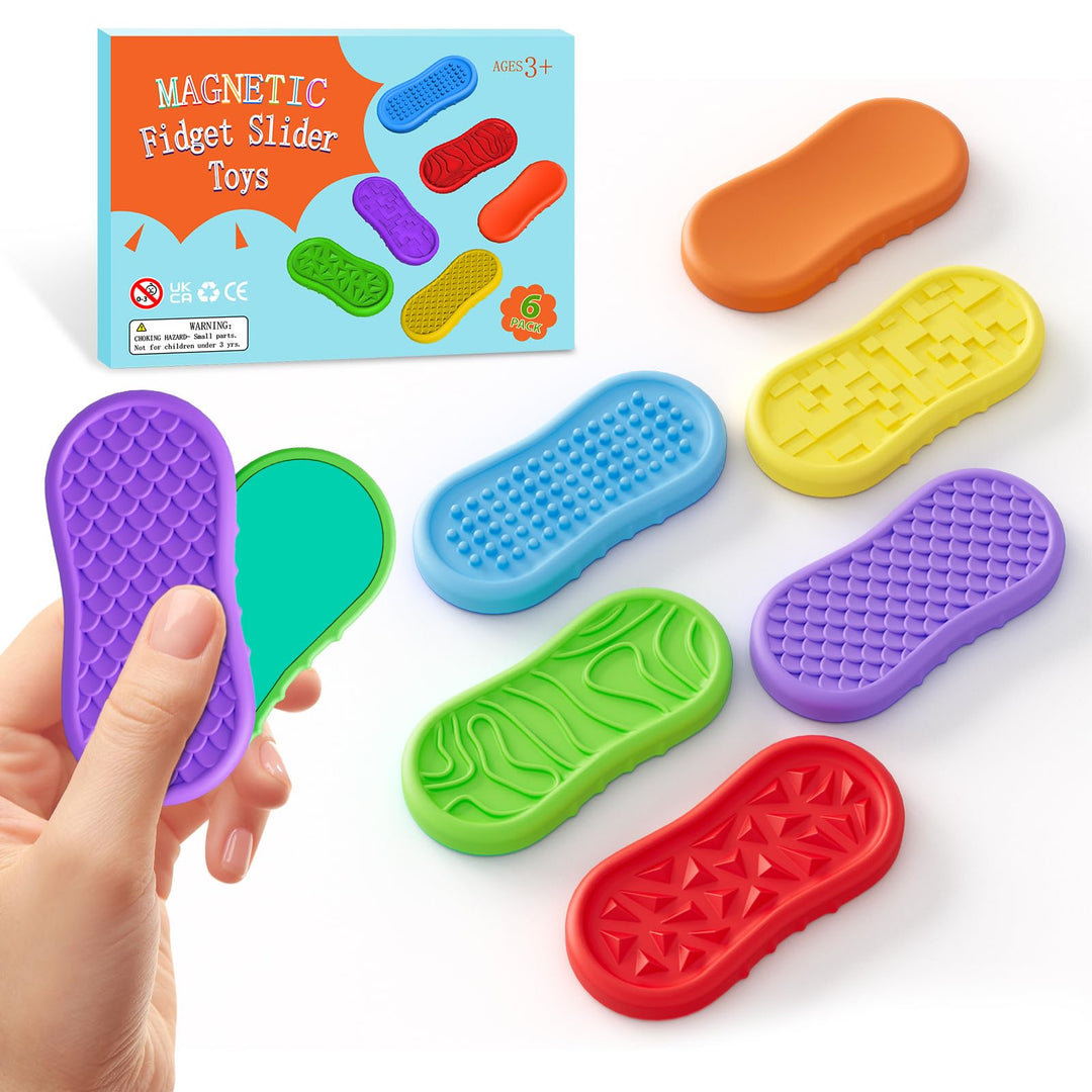 6 Stück Magnetische Fidget Toys, Magnetische Anziehungskraft Stress Bälle mit Silikonhülle, Sensory