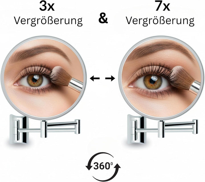 Libaro Kosmetikspiegel Imola 360° Schminkspiegel mit Wandmontage, Rasierspiegel doppelseitig mit Ver