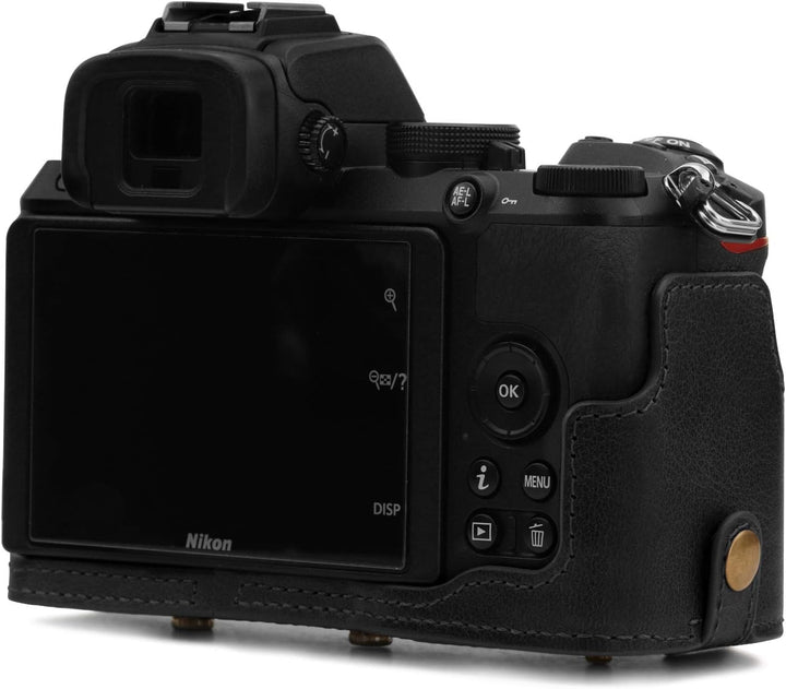 MegaGear Ever Ready MG1813 Kameratasche aus Echtleder, kompatibel mit Nikon Z50 (16-50 mm), Schwarz,