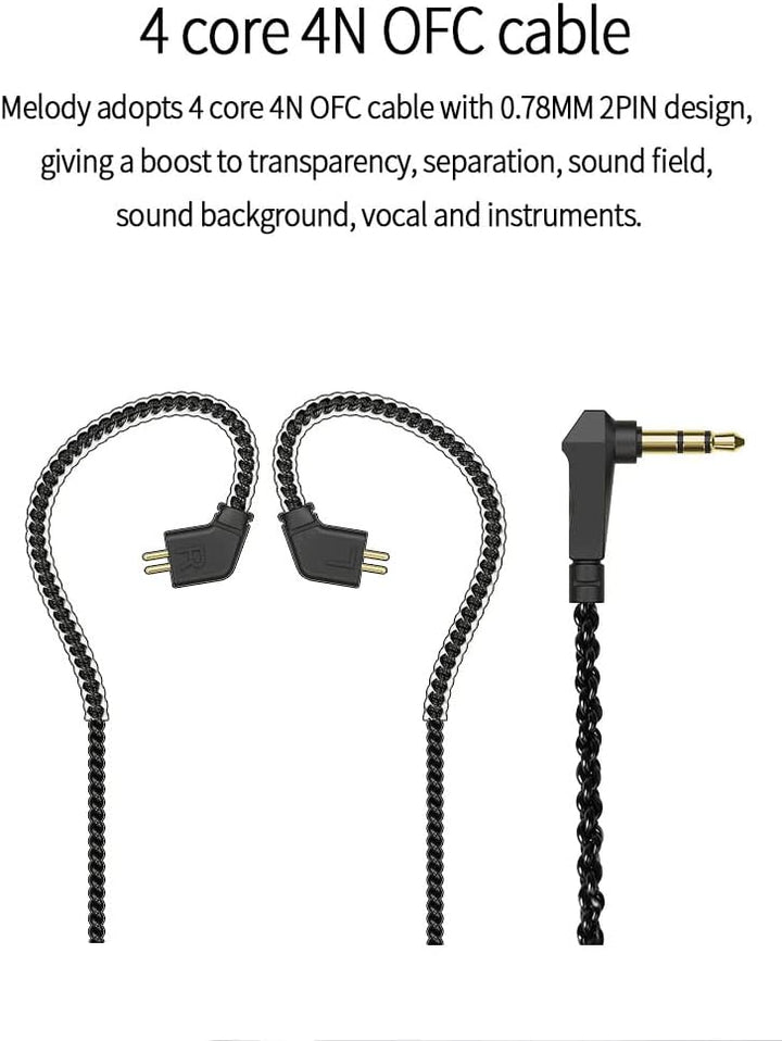 CCZ Melody In Ear Hifi-Kopfhörer 1DD 1BA Hybrid Noise Isolating In Ear Kabelgebundene Ohrhörer,Leich