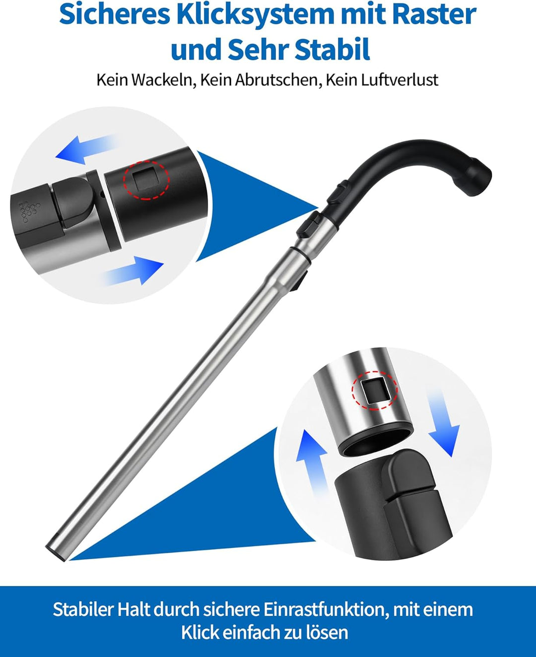 Ersatzteile Set für Miele Staubsauger, Teleskoprohr 35 mm mit sicherem Klicksystem + Handgriff mit S