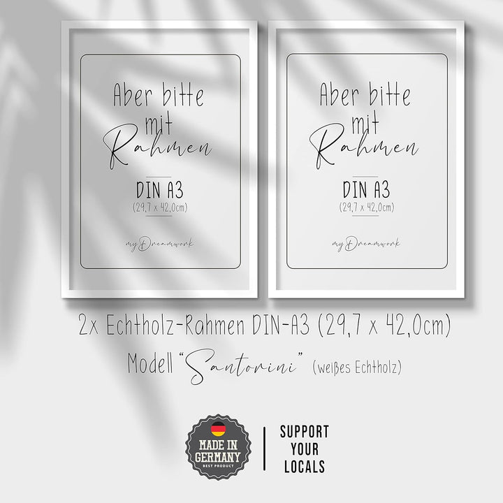 myDreamwork Bilderrahmen Weiss | Santorini 2er Set (Doppelpack) DIN A3 | Rahmen aus Holz mit bruchsi