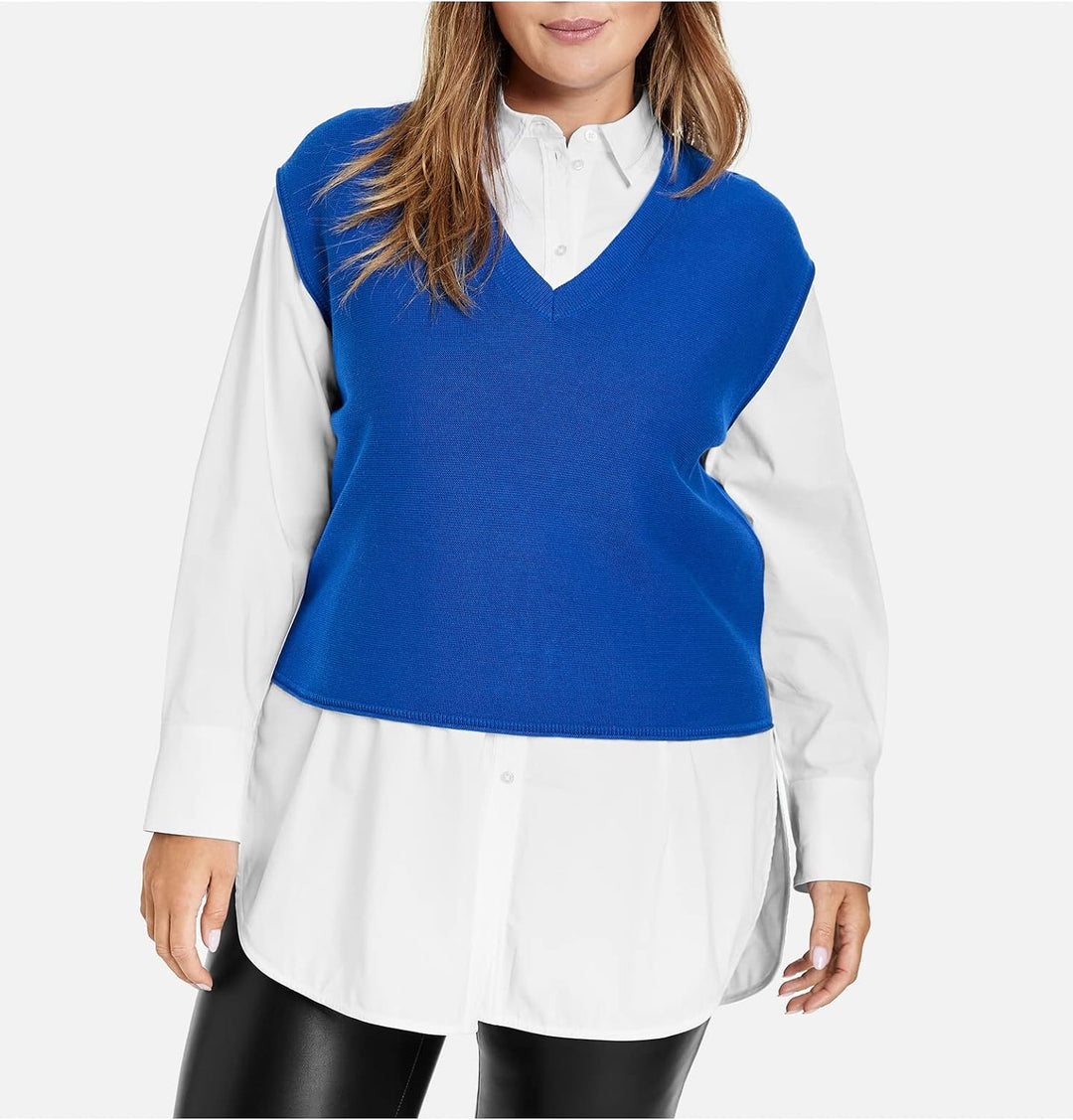 SAMOON Damen 172028-25400 Pullunder, Brigth Blue, 44