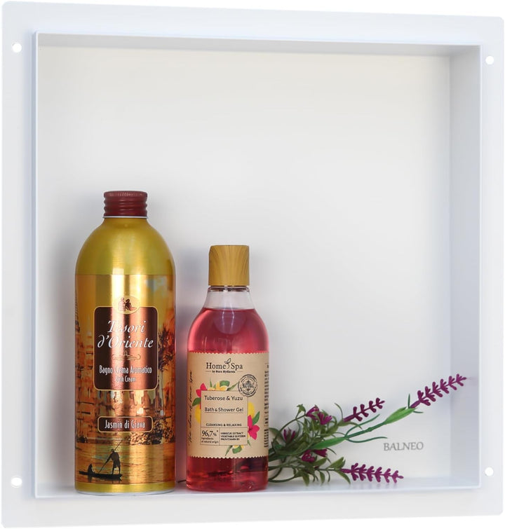 Balneo WALL-BOX NO RIM White wandnische dusche Edelstahl 30x30x7 cm Duschnische wasserdicht, flexibl
