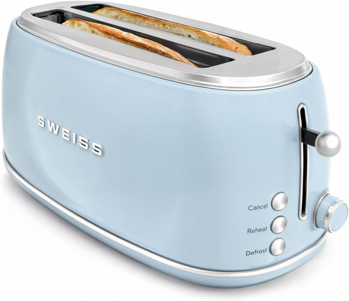 SWEISS Toaster GRV6 Vintage, 2 Toastschlitze, 6 Leistungsstufen, Auftaufunktion, Baguette-Funktion,