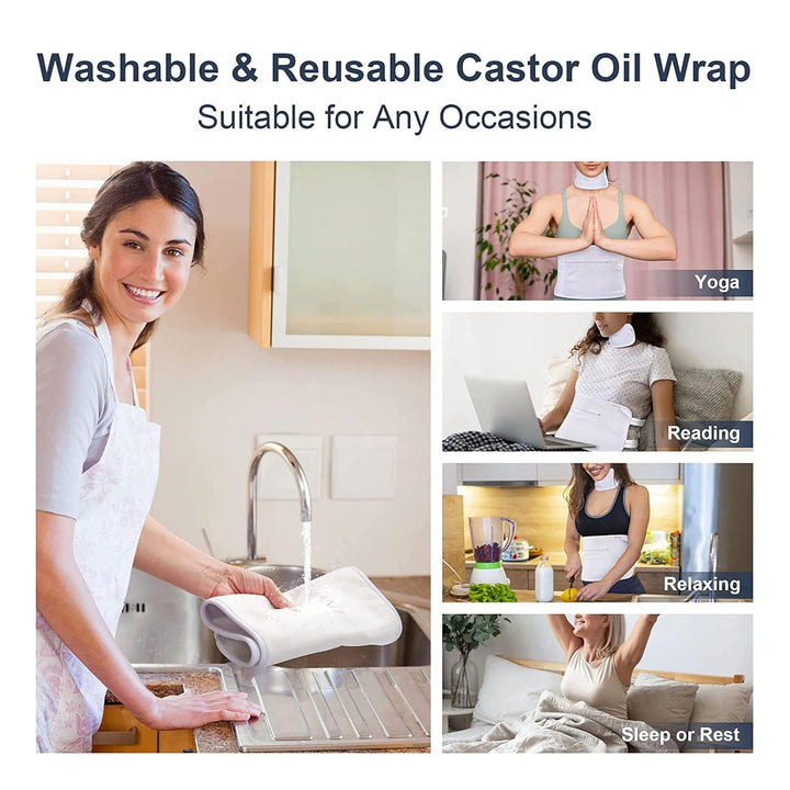 Castor Oil Pack - Wiederverwendbarer Wrap Mit Klettverschluss Taille Gürtel für Leber-Detox (Öl Nich