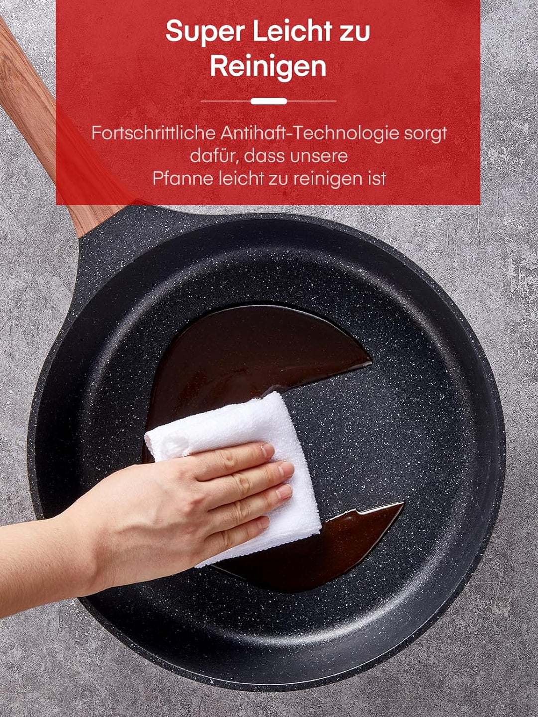 D.Perlla Bratpfanne mit Glasdeckel Ø28 cm, Höhe 8 cm, Antihaft Pfanne für alle Herdarten, Induktions