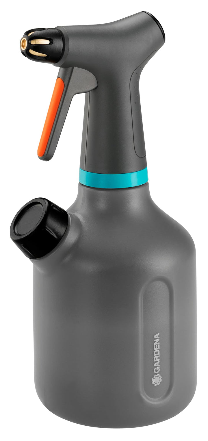 Gardena Pumpsprüher 1l: Indoor Pumpsprüher mit 360°-Funktion, Messingdüse, grosse Öffnung, lichtdurc