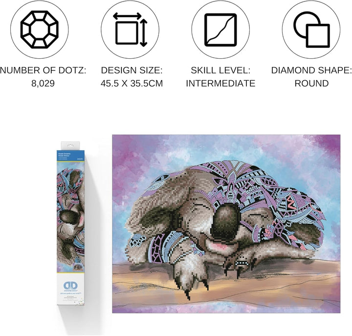 DIAMOND DOTZ 2592688 Original 5D Diamond Painting Set, Koala Traum, DIY Diamant-Malerei-Kit mit rund