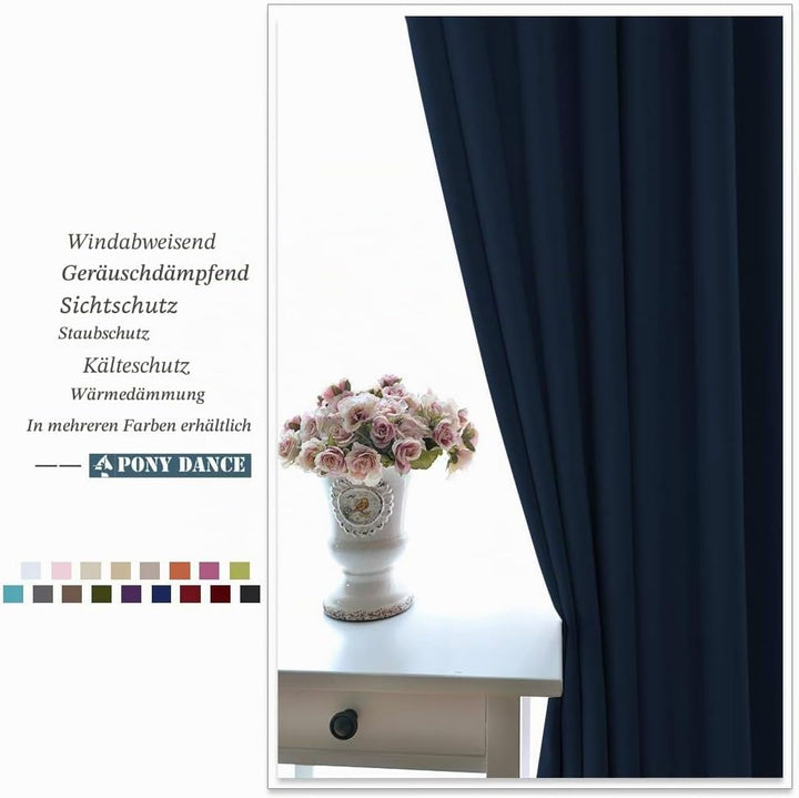PONY DANCE Vorhang Blickdicht Kurz Ösen Gardienen 2-Set H 158 x B 132 cm Blickdichte Gardinen für Sc