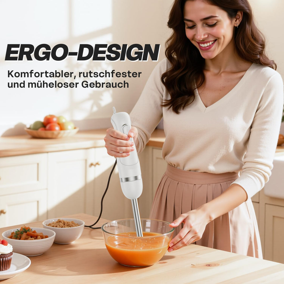 BESROY 1100W Stabmixer Edelstahl, Elektrischer Pürierstab &amp; Hand Blender mit 2 Geschwindigkeitsstufe