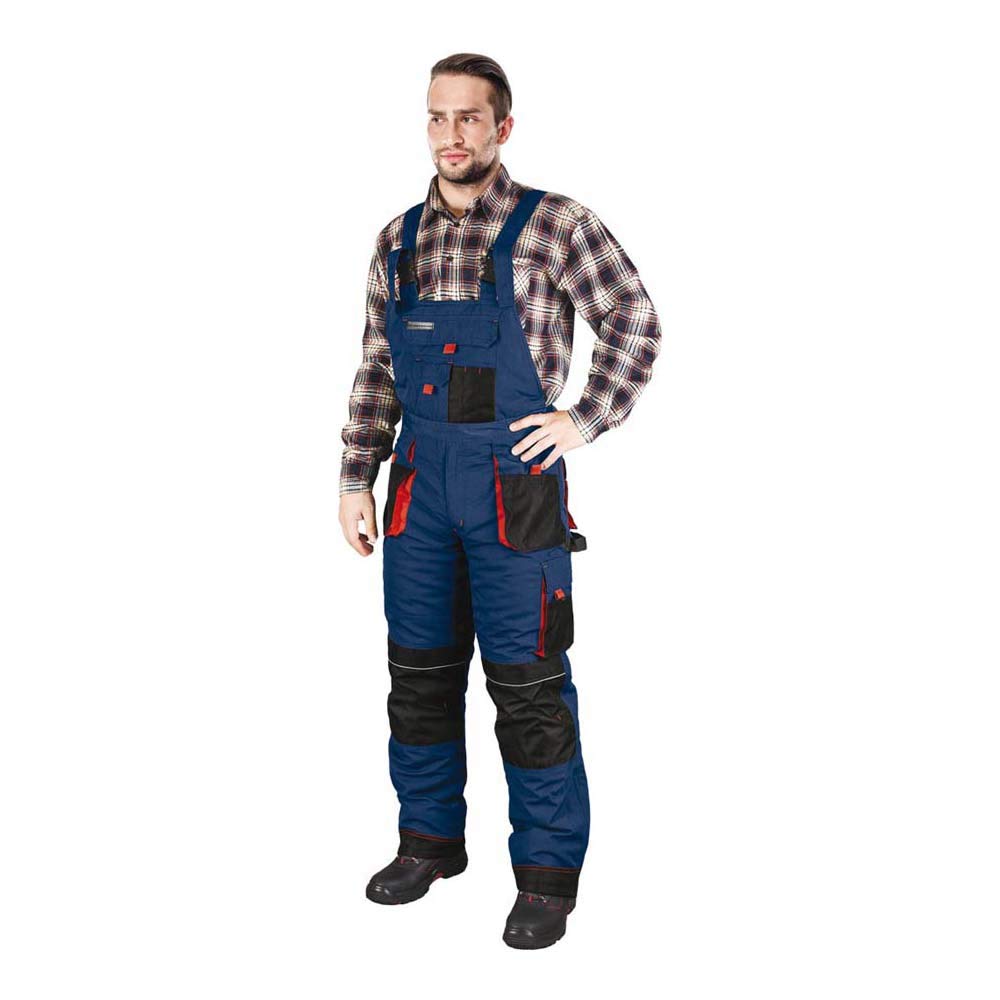 Leber&Hollman LH-FMNW-B_GBCM Formen Gefütterte Schutzlatzhose, Dunkelblau-Schwarz-Rot, M Grösse