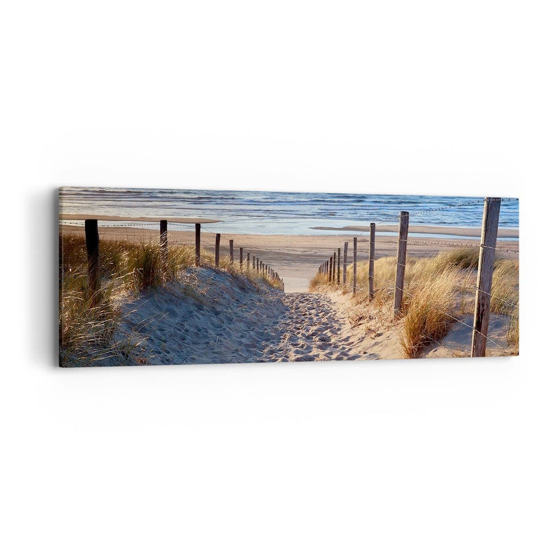 Panorama Bilder auf Leinwand Meer Strand Düne Leinwandbild mit Rahmen 90x30cm Wandbilder Dekoration