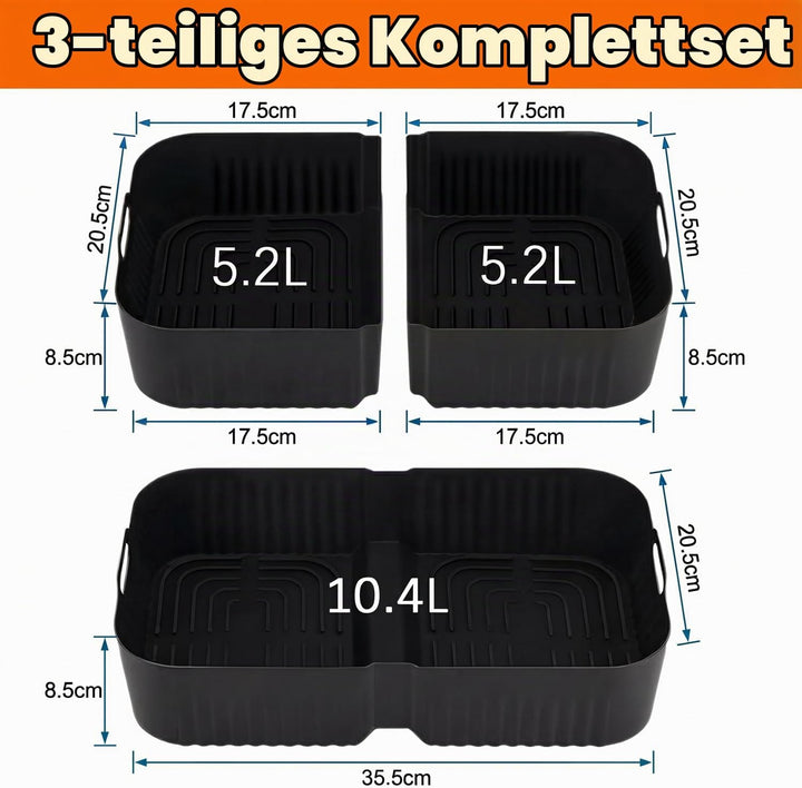 3 Stück Silikonform Heissluftfritteuse Zubehör für Ninja Foodi FlexDrawer 10,4L AF500EU AF500DE AF50