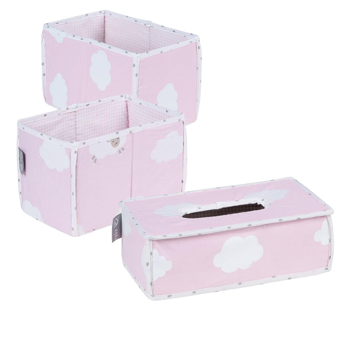 roba Pflegeorganiser Set 'Kleine Wolke rosa', 3tlg, 2 Boxen für Windeln & Zubehör, 1 Feuchttücherbox