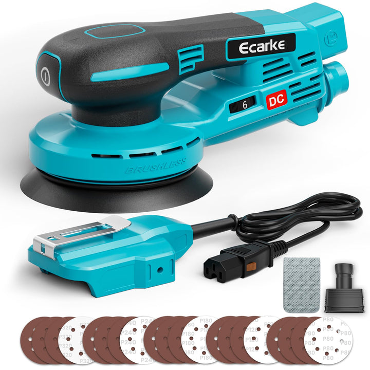 Ecarke 125mm Akku-Exzenterschleifer für Makita 18V-Akkus, bürstenloser Motor, 15.000 U/min, 6-stufig